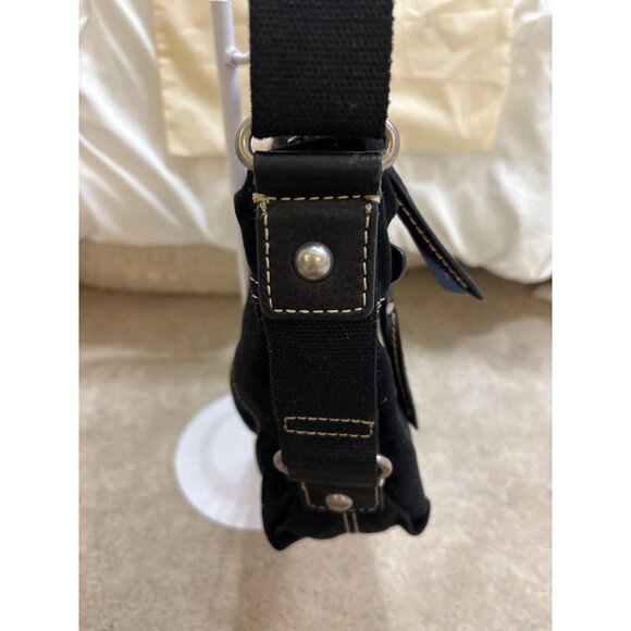 Fossil Black Canvas & Faux Leather Shoulder Bag With Adjustable Strap - Picture 14 of 16